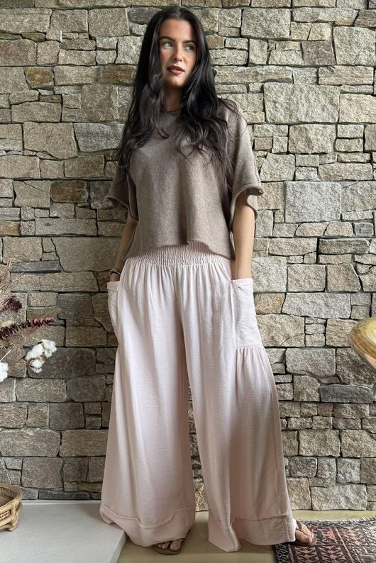 Basso Shirring Sailor Palazzo Pant Seashell